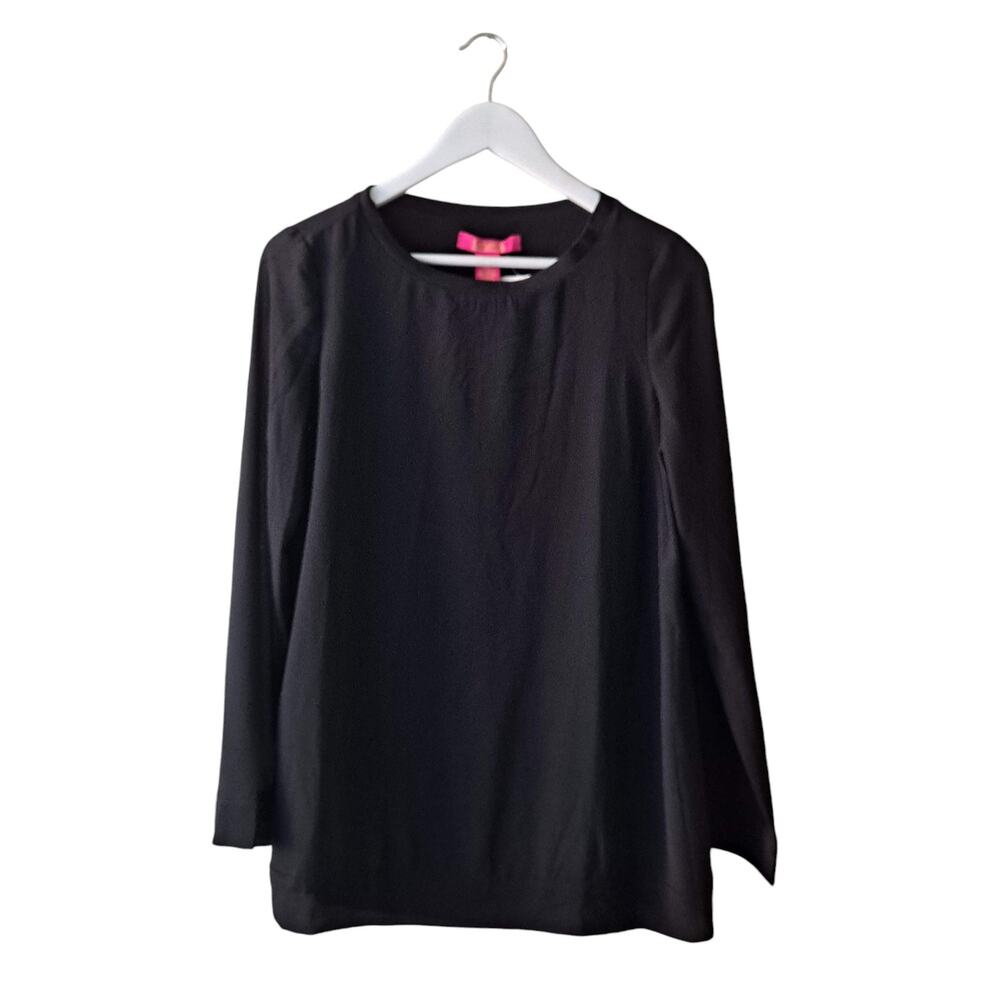 NWT Catherine Malandrino Shirt Long Sleeve Crew Neck Top Black Womens Size Small